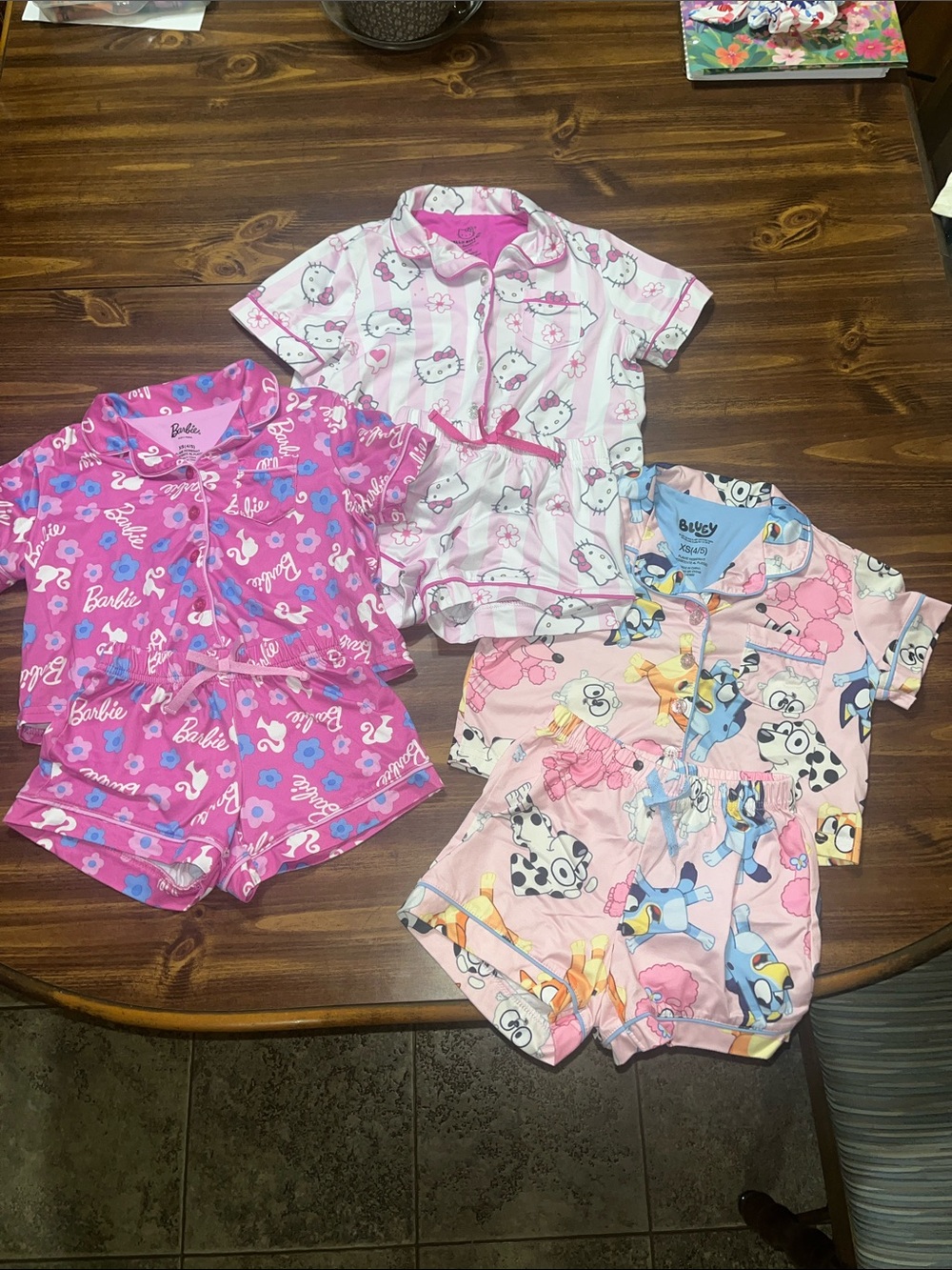 3 Pair Short Pajama Set with Character Prints size XS- 4/5